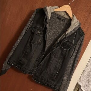 Maurices Black and Gray Bomber Jacket with Hood